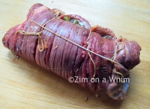 gazpacho steak roll - tied